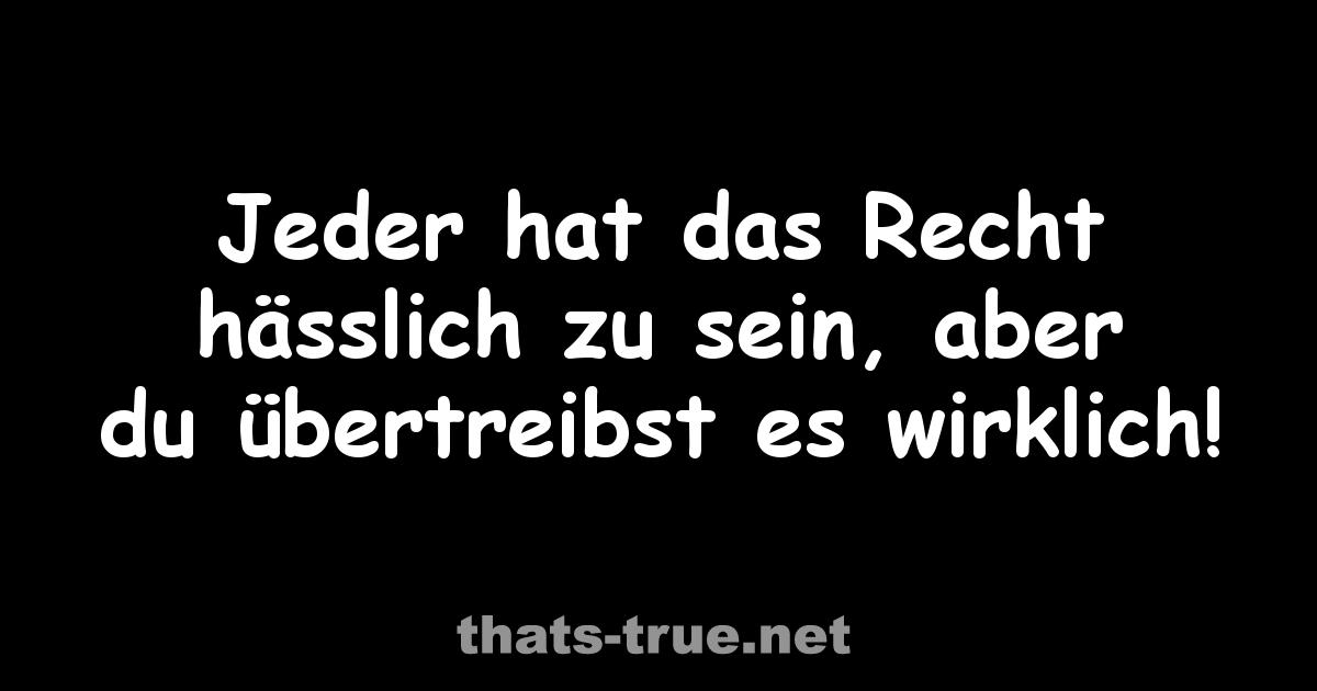 Jeder hat das Recht hässlich zu sein, aber du übertreibst es wirklich!